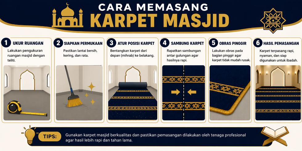 cara memasang karpet masjid