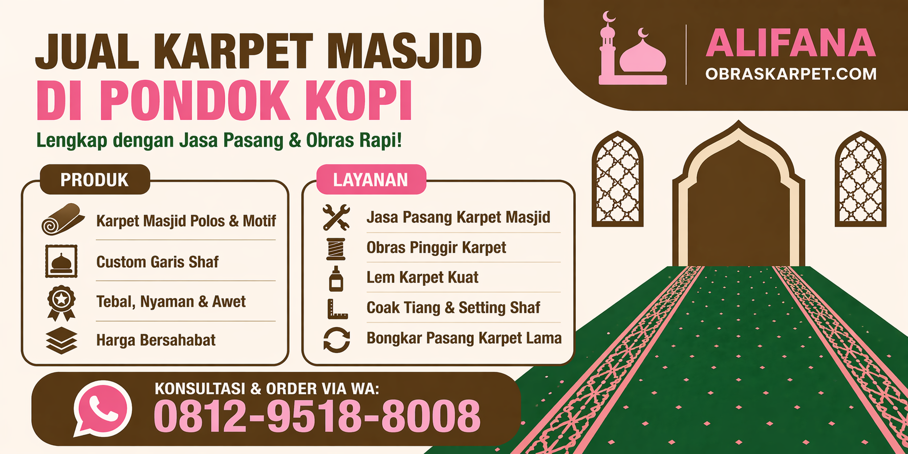 jual karpet masjid di pondok kopi obras